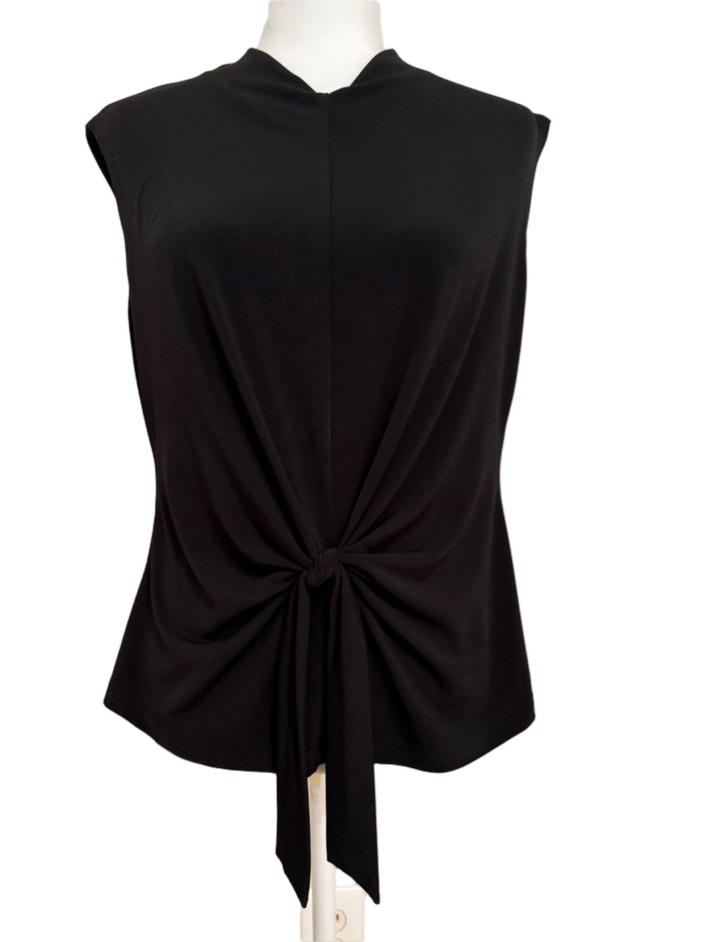 Clara Sun Woo Soft White Draped Adjustable Tie-Front Blouse